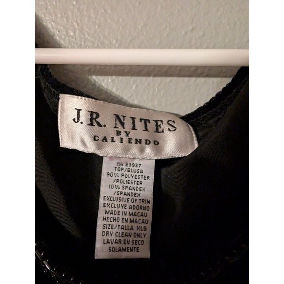 J.R. Nites by Caliendo Black Velvet Beaded Top Size XLG Scoop Neck Evening - Picture 4 of 5